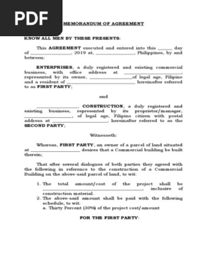 Memorandum of Agreement