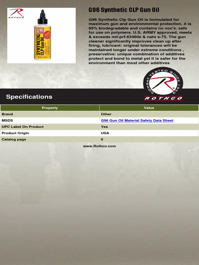g96 Synthetic CLP Gun Oil PDF