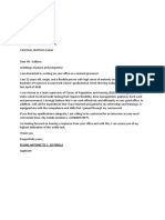 Application Letter For Manual Processor