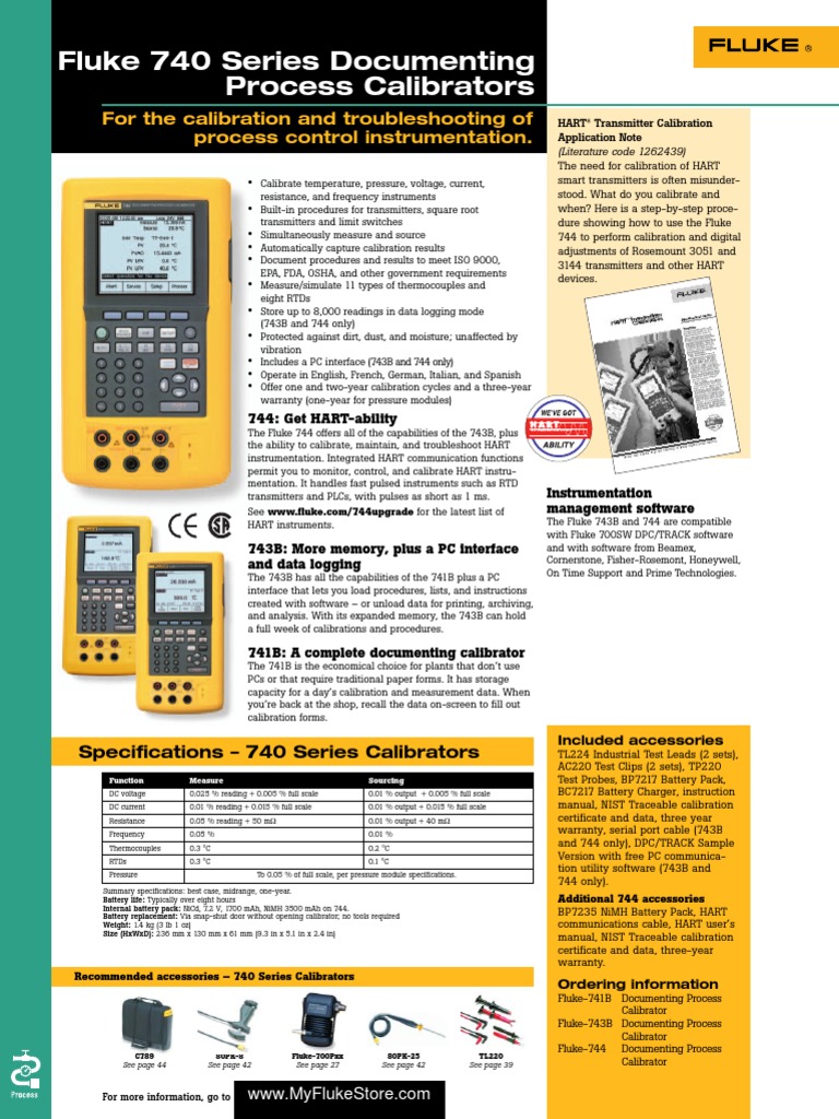 FLUKE 744 Datasheet PDF Calibration Instrumentation