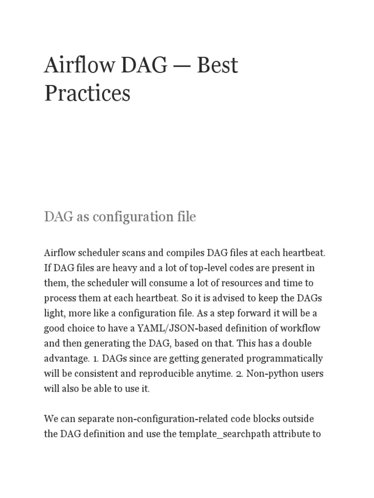 Airflow DAG - Best Practices: DAG As Configuration File | PDF ...