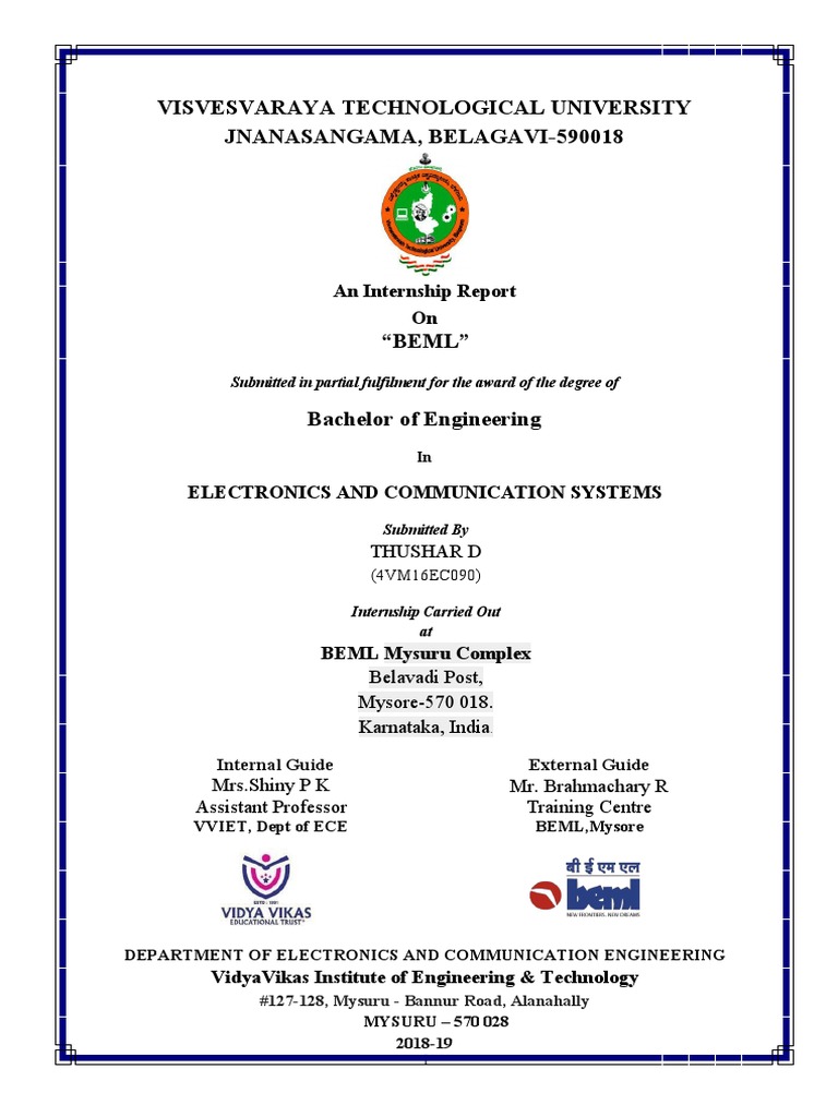 Internship Report Format (1) 145 | PDF | Electronic Engineering | Academia