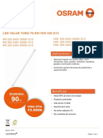 Data Sheet Tubo Led Value T8 8W y 16W G3