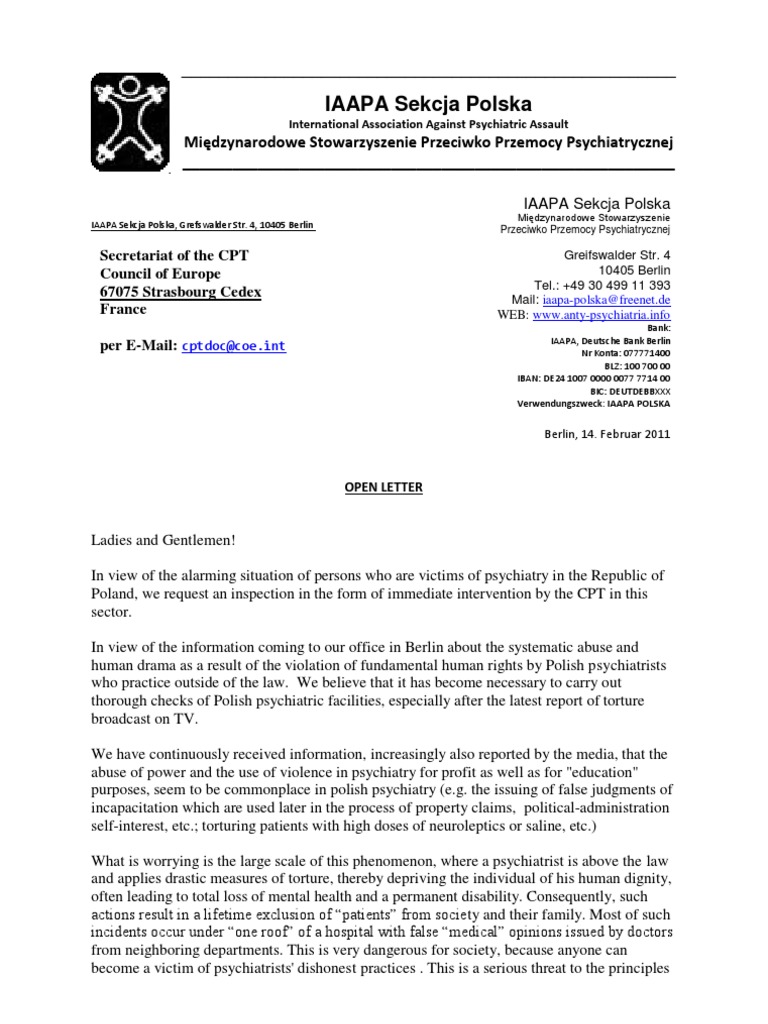 Urgent Call to Address Psychiatric Abuse in Poland | PDF | Psychiatry ...