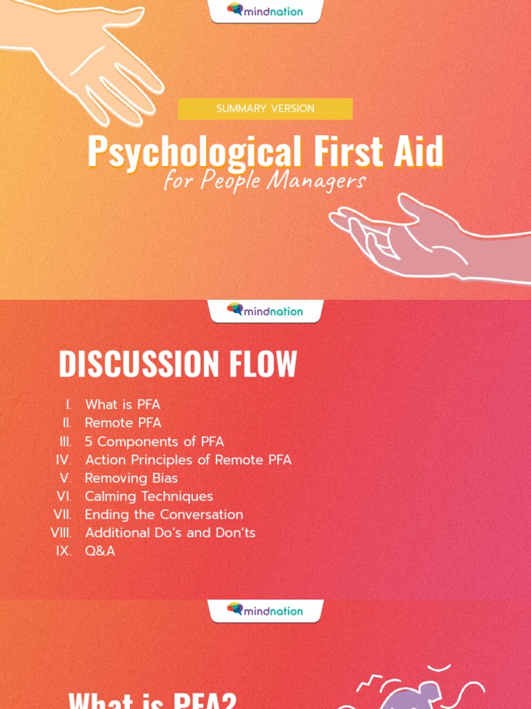(SUMMARY) Psych First Aid Deck PDF Communication Social Support