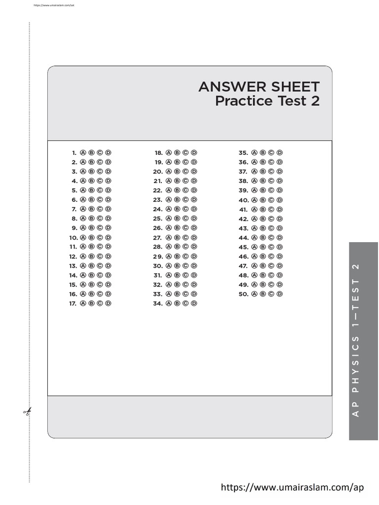 AP Physics 1 Practice Exam 2 Answers | PDF | Torque | Force