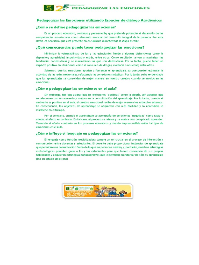 Pedagogizar Emociones en el Aula | PDF | Las emociones | Aprendizaje