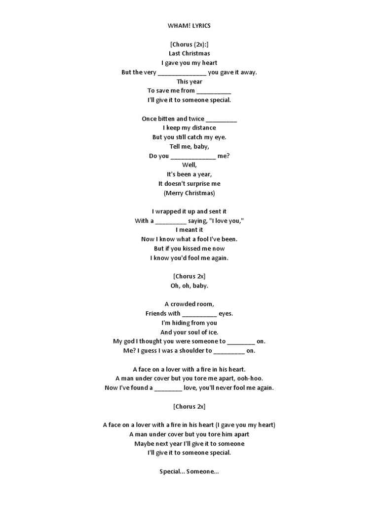 last christmas - lyrics | pdf