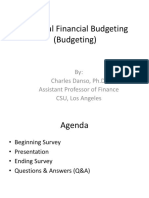 Personal Financial Budgeting (Budgeting) : By: Charles Danso, Ph.D. Assistant Professor of Finance CSU, Los Angeles