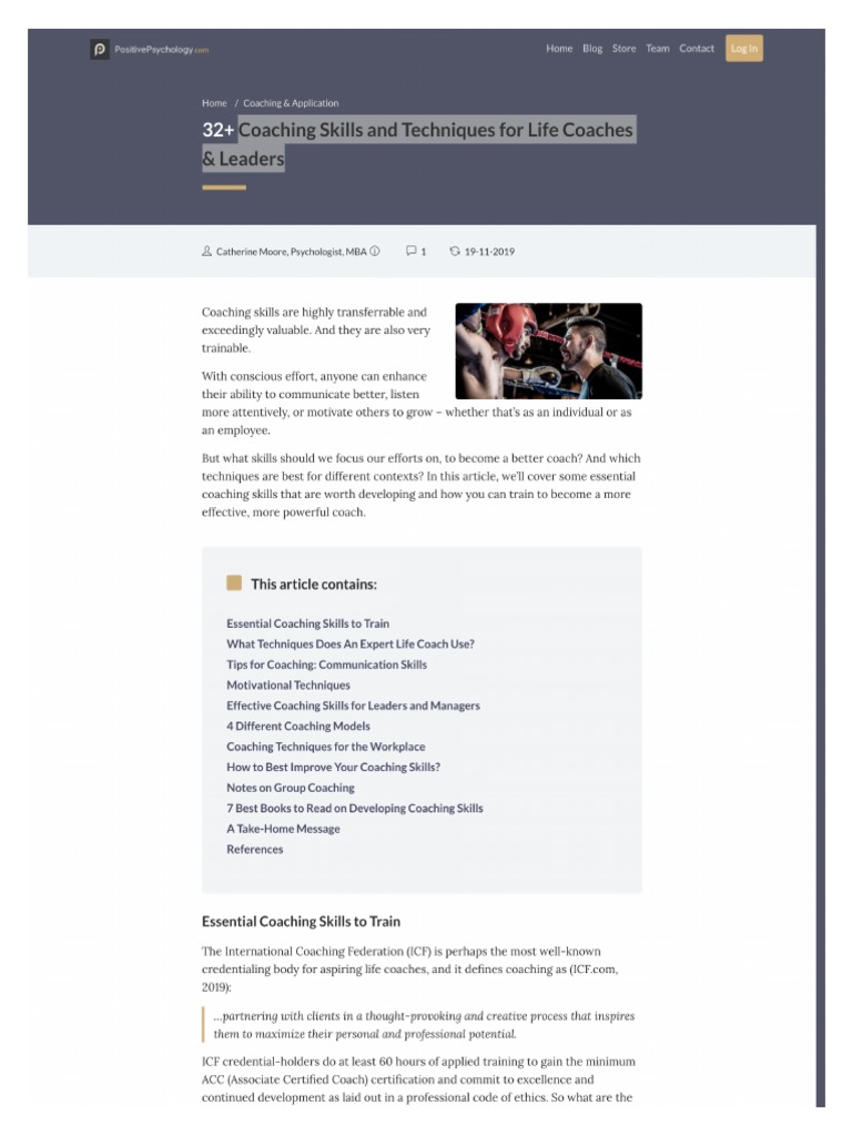 Coaching Skills and Techniques For Life Coaches & Leaders | PDF