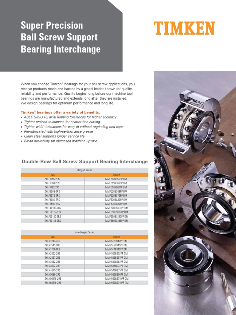 Double-Row Ball Screw Support Bearing Interchange | PDF | Bearing ...