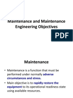 Maintenance and Maintenance Engineering Objectives