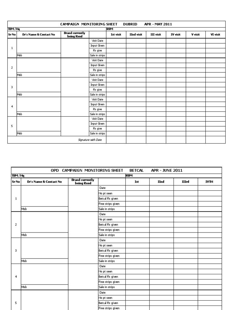Campaign Monitoring Sheet for Betcal | PDF