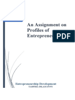 An Assignment On Profiles of Entrepreneurs: Entrepreneurship Development