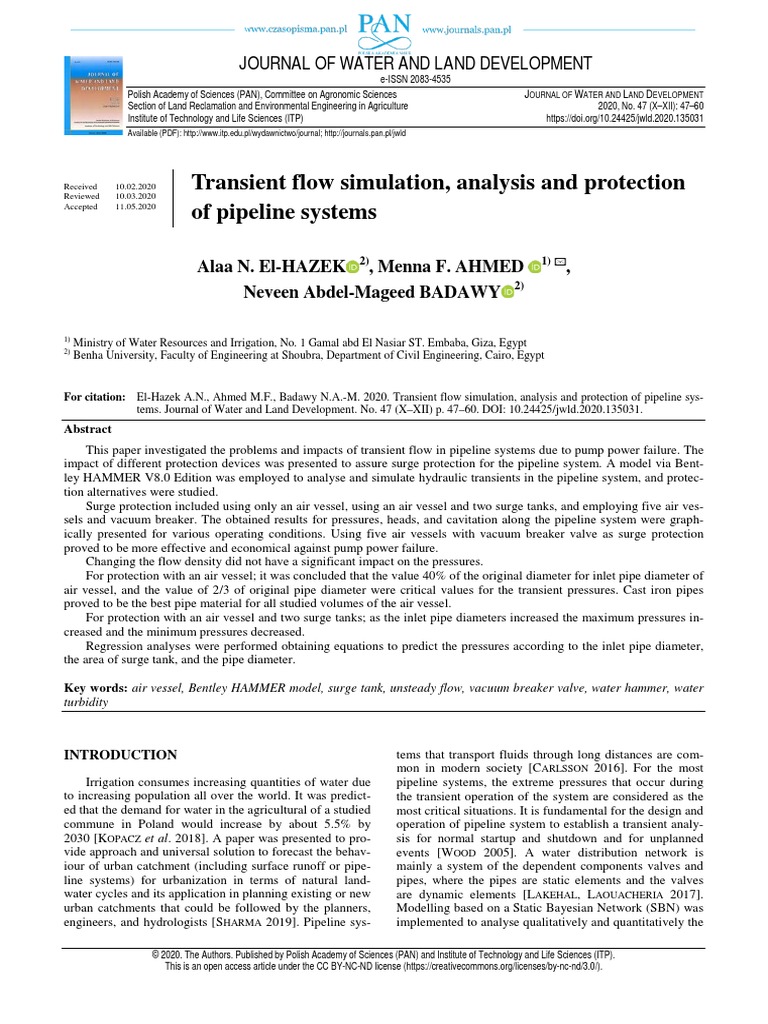 Transient Flow Analysis | PDF | Pump | Pipeline Transport