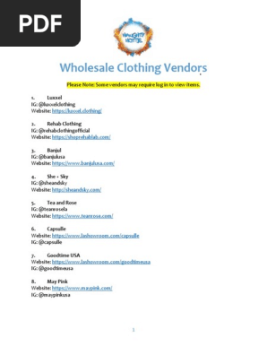 Women’s Clothing List