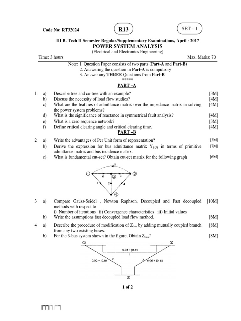 Power System Analysis Exam Questions | PDF | Matrix (Mathematics ...