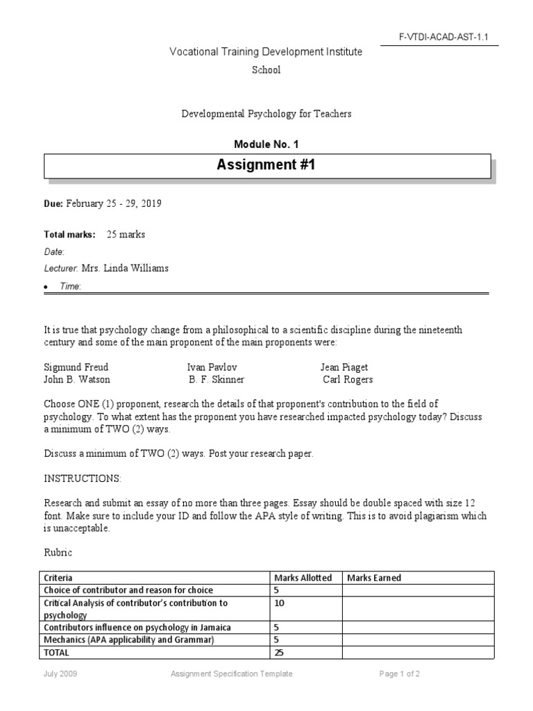 Assignment Specification Template | PDF