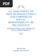 An Assignment On How Business Ethics and Corporate Social Responsibility Be Meaningful