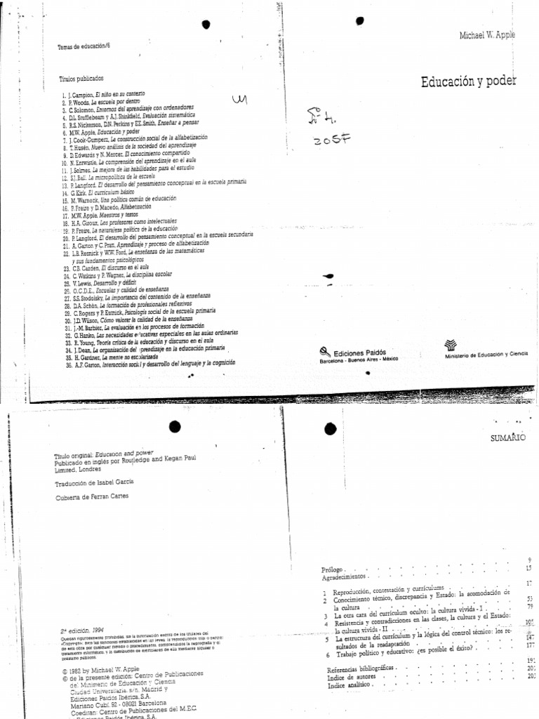 Apple Michael Educación Y Poder Pdf