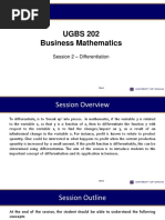 UGBS 202 Business Mathematics: Session 2 - Differentiation