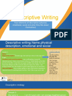 Descriptive Writing: Four Elements of Description (Physical, Emotional, Social and What They Like About Themselves)