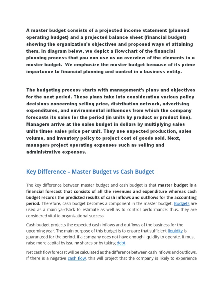 Master Budget Overview and Importance | PDF | Budget | Expense
