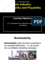Film Industry: Marketability and Playability: Learning Objectives