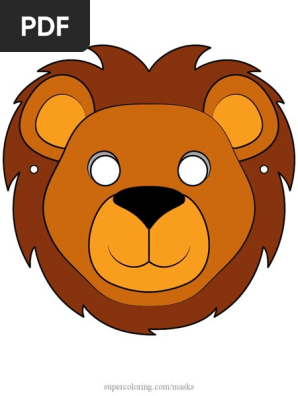 Lion Mask Colored Template Bw Paper Craft