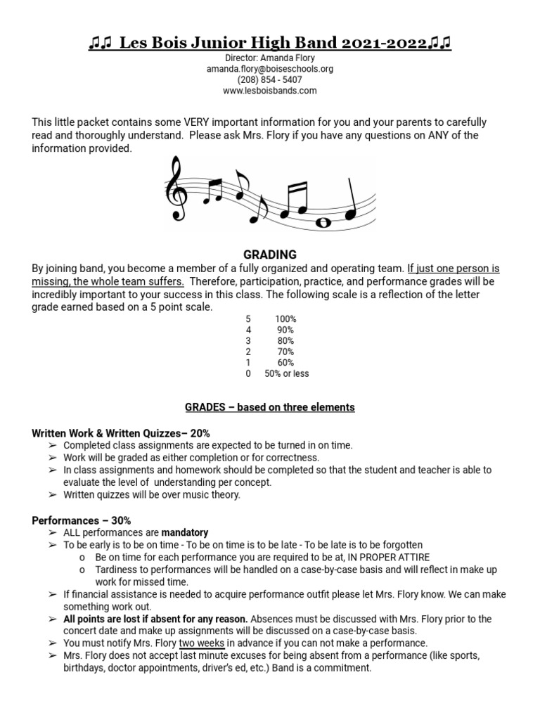 Band Syllabus 20212022 Descargar gratis PDF Teachers Audition