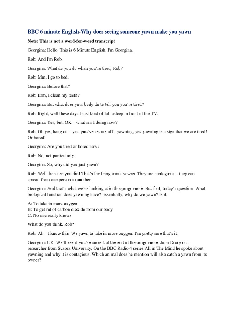 BBC 6 Minute EnglishWhy Does Seeing Someone Yawn Make You Yawn PDF