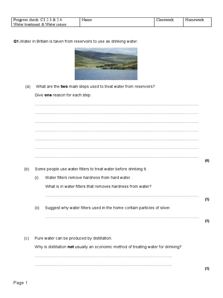 Water Treatment Questions PDF Water Water Purification
