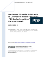 RETAMOZO, M. (2007) - Hacia Una Filosofia Politica de La Liberacion Notas en Torno A z20 Tesis de Politicaz de Enrique Dussel