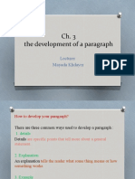 The Development of A Paragraph: Lecturer Mayada Khdayer