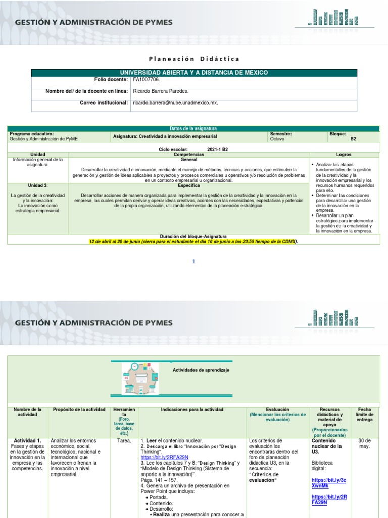 PD Gcie U3 Barrera Paredes Ricardo | PDF | Innovación | Creatividad