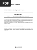 9792 PHYSICS: MARK SCHEME For The May/June 2013 Series