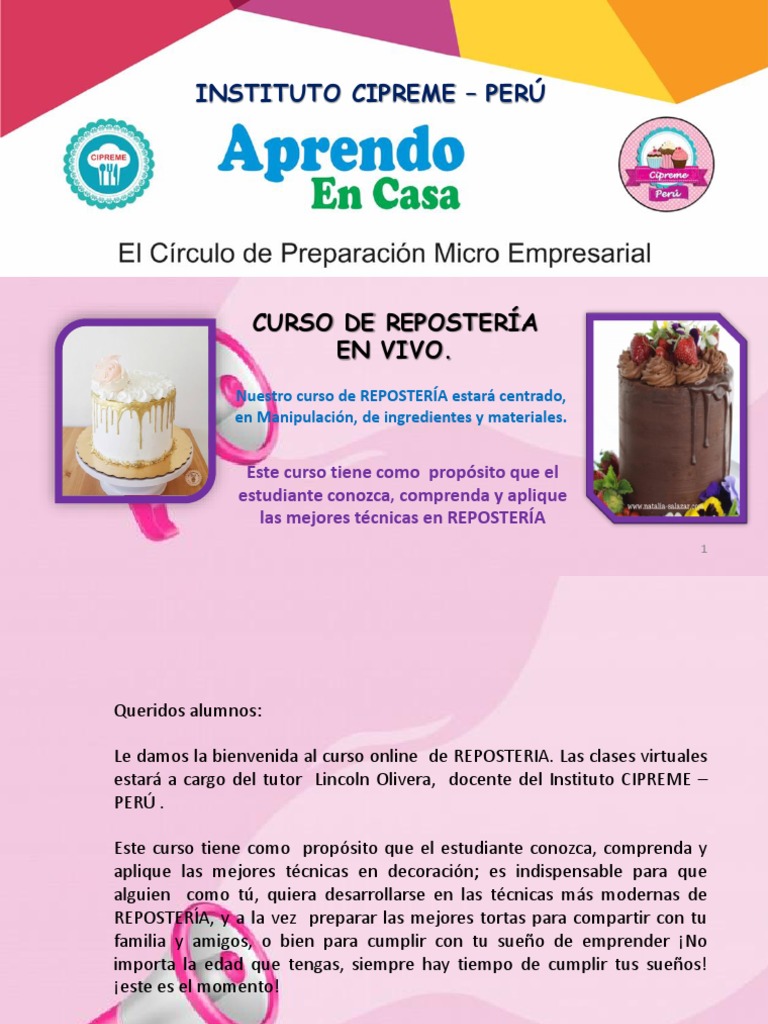 Curso de Reposteria | PDF | Alimentos | Cocina