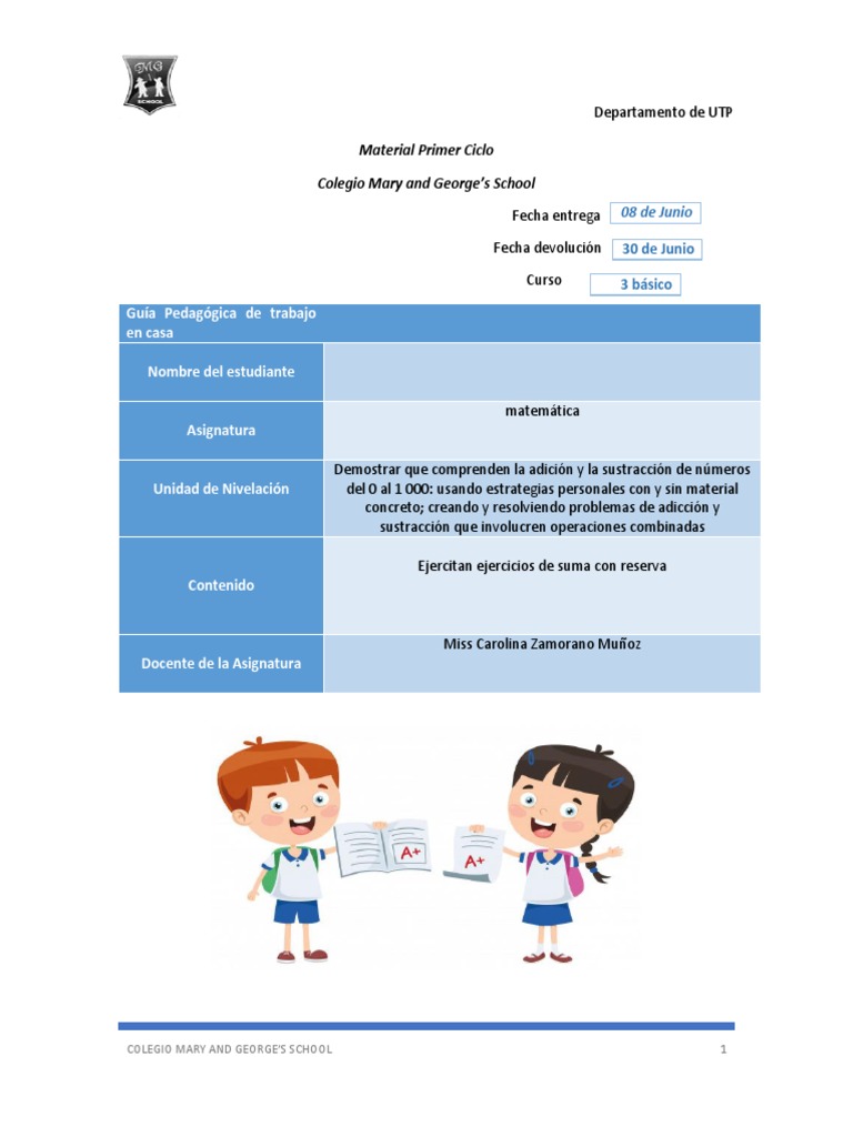 Sumas con Reserva para Tercero Básico | PDF