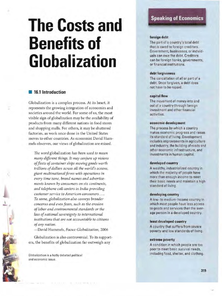 Costs and Benefits of Globalization | PDF | Developing Country | Poverty