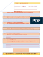 Pupil'S Query Sheet: Individual Learners Progress Report