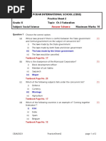 As CBSE X SS CH 2 Federalism Practise Sheet 2