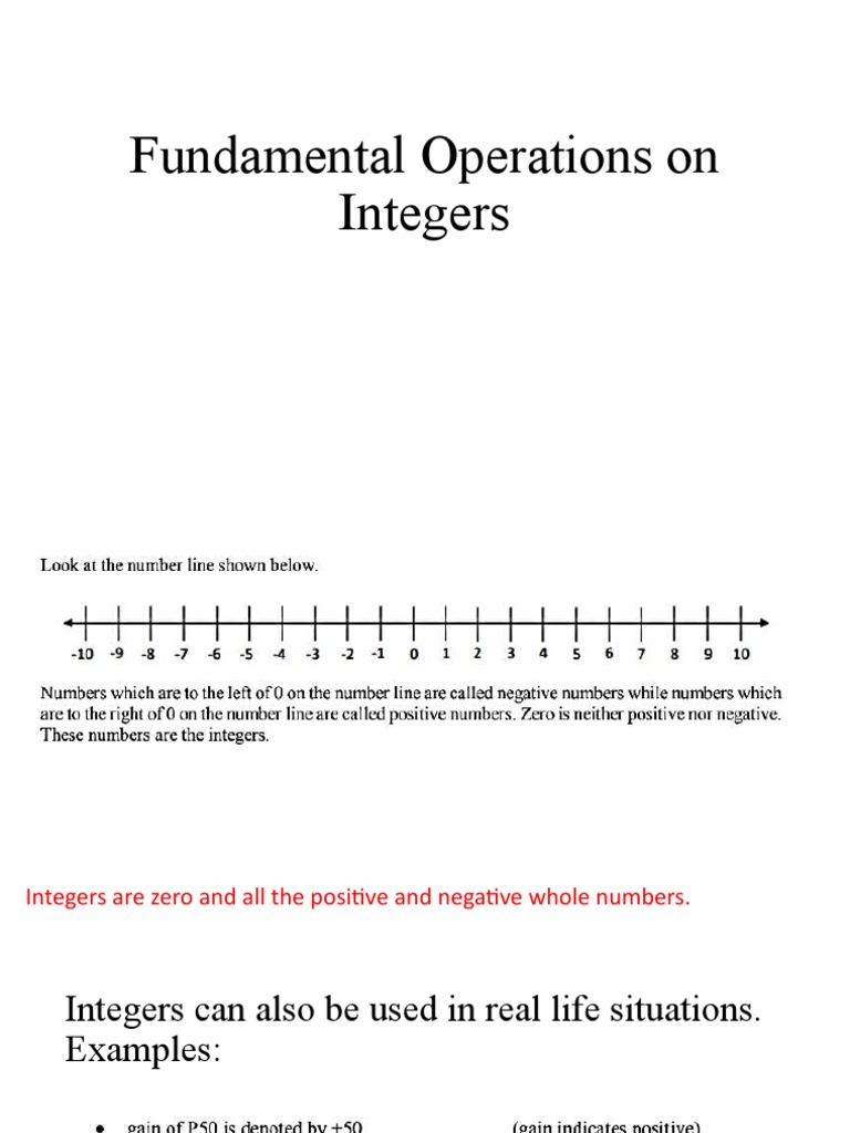 Integer Operations: Addition, Subtraction, Multiplication | PDF