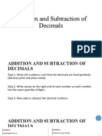 Addition and Subtraction of Decimals