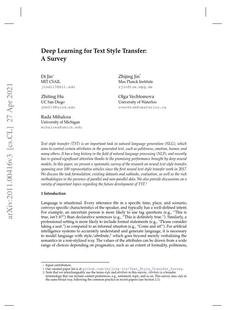 Survey on Deep Learning TST Techniques | PDF | Statistical ...