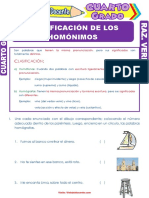 Clasificación de Los Homónimos para Cuarto Grado de Primaria