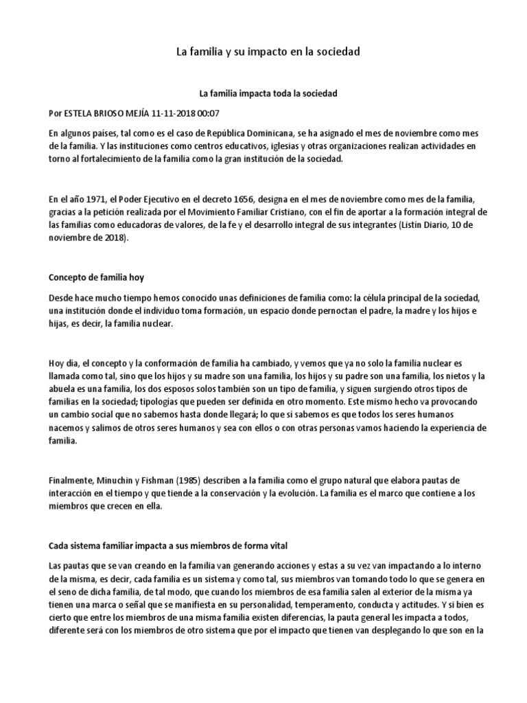 Impacto de la familia en la sociedad | PDF | Familia | Sociedad