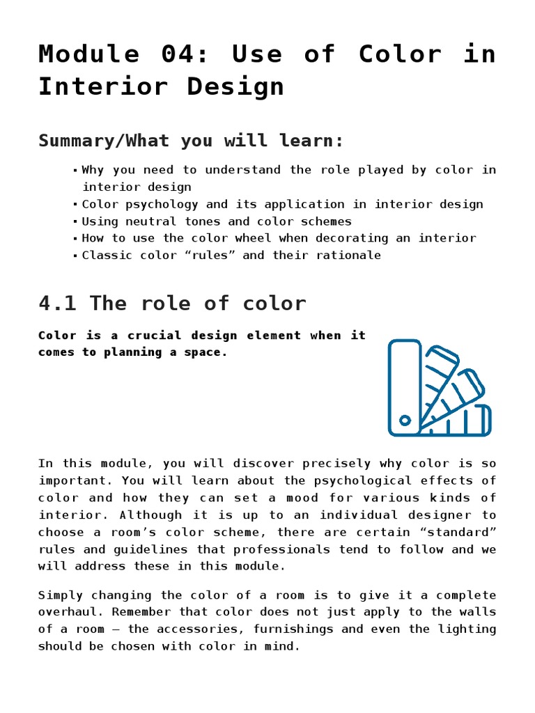 Use of Color in Interior Design PDF Color Graphic Design