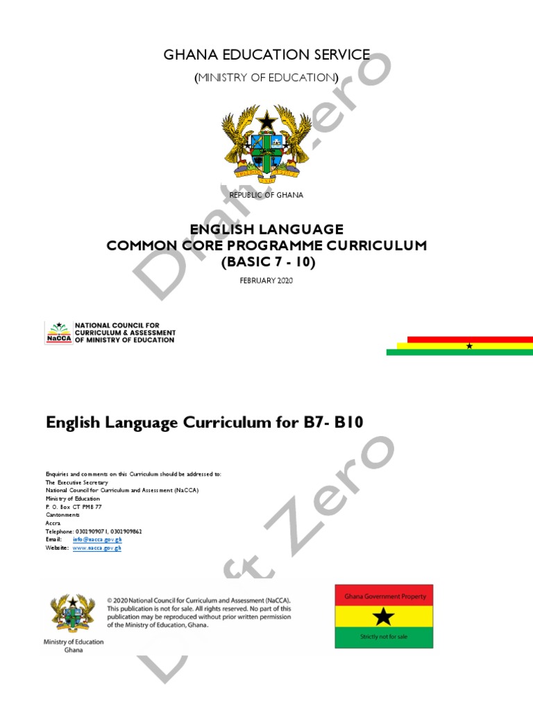 Ges New Jhs Syllabus English CCP Curriculum For b7 10 Zero Draft PDF