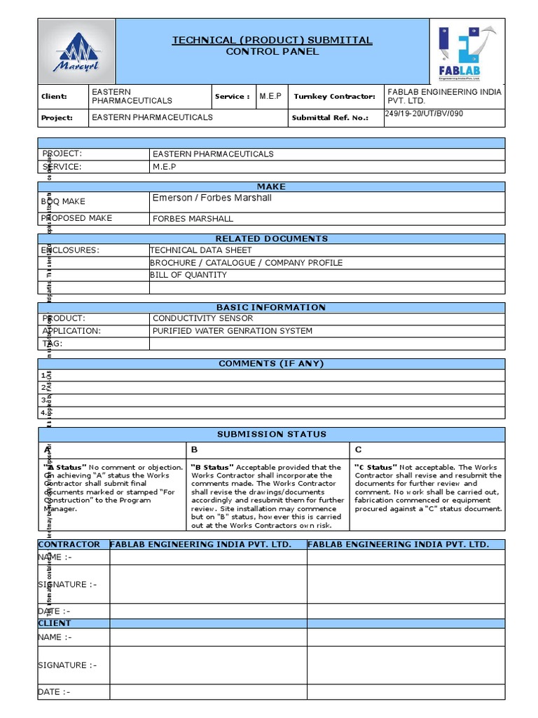 Forbes Marshall Conductivity Sensor Submittal | PDF