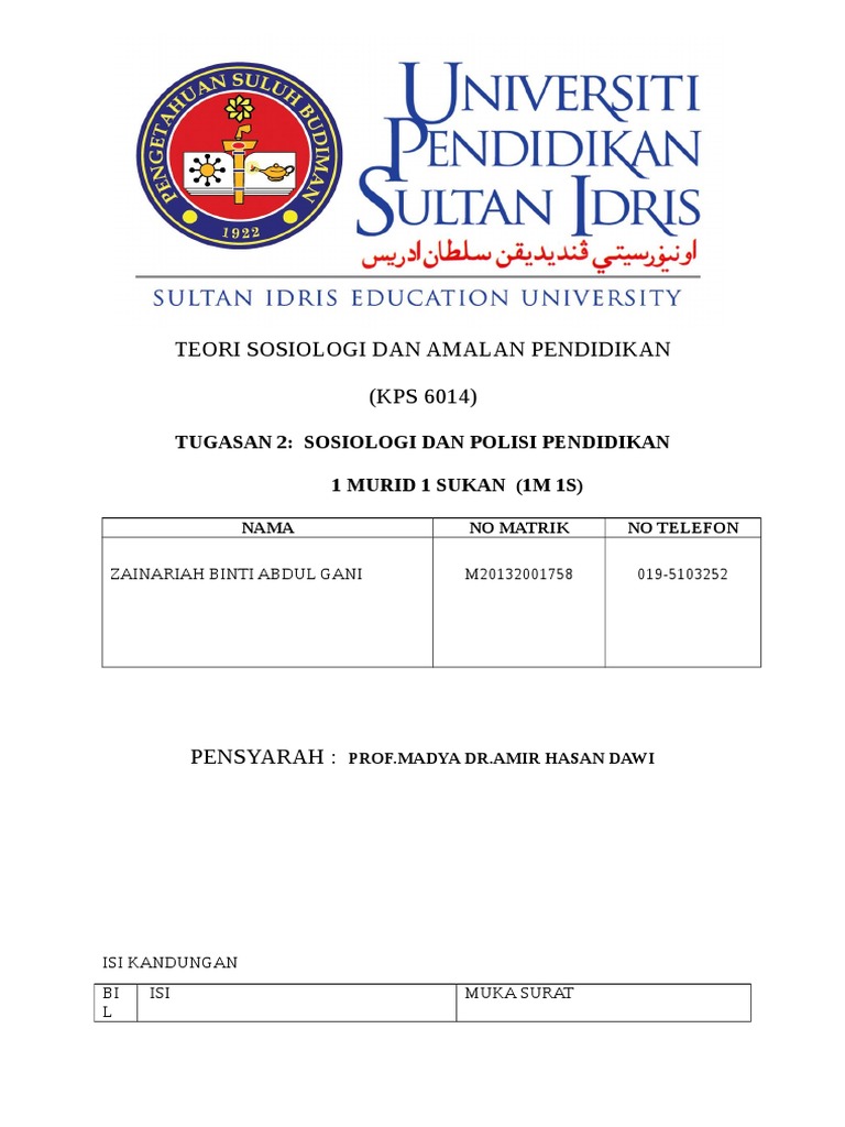 Teori Sosiologi Dan Amalan Pendidikan Kps 6014 Pdf